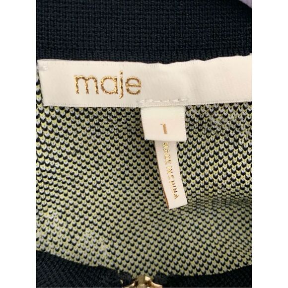 Maje Women's Black Daisy Print Jacquard Quarter Zip Polo Shirt Size 1 Sm… - Picture 11 of 16